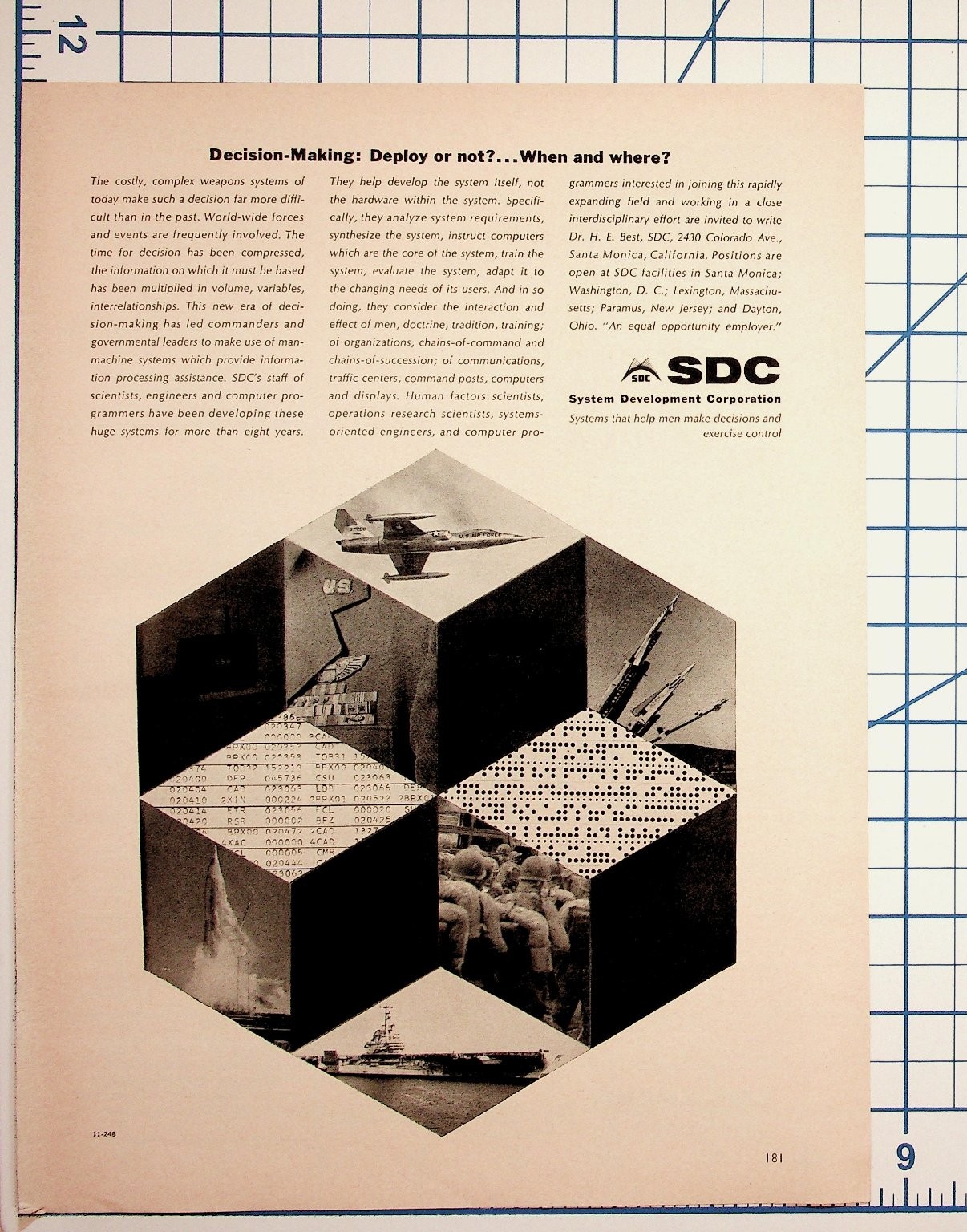 1950s SDC System Development Corp Print Ad Military Computers Ephemera