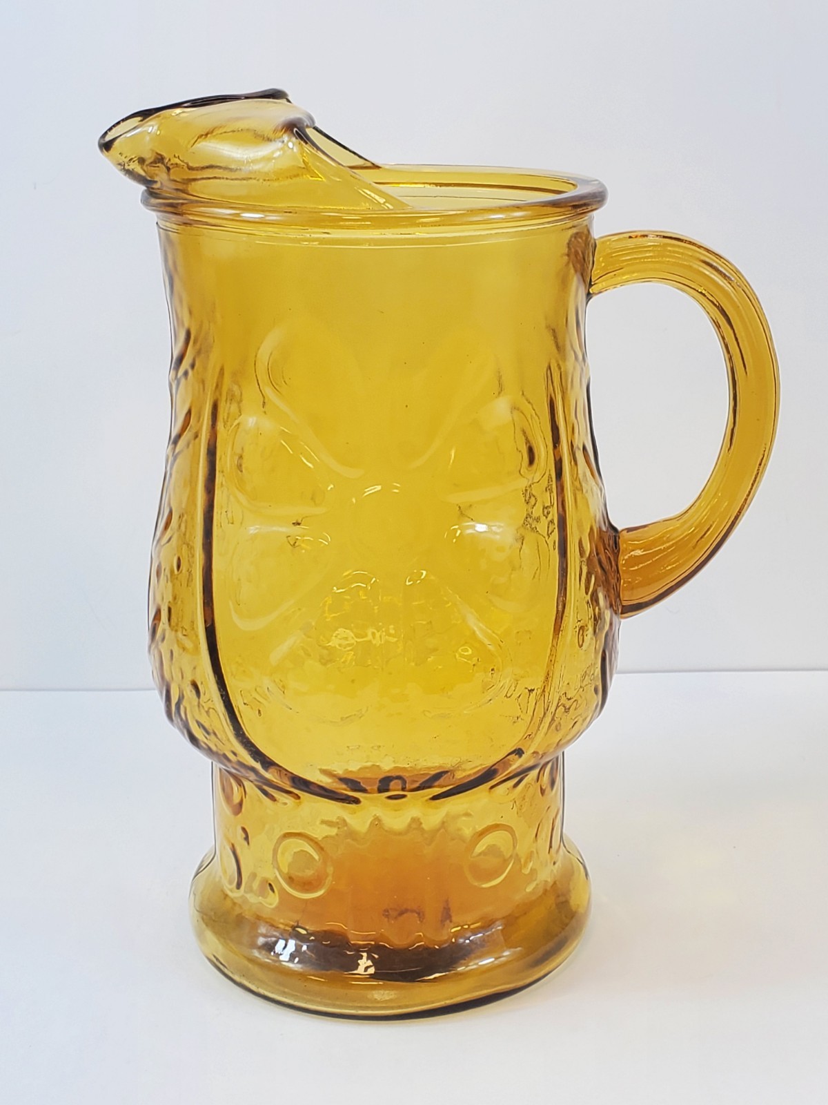 Libbey Country Garden Amber Glass Daisy Pitcher  10\