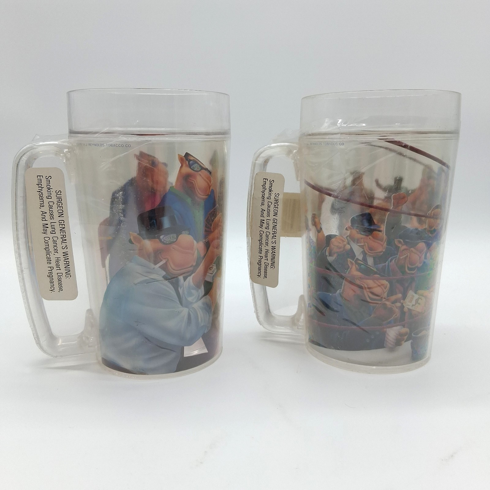 VTG 1991 Camel Cigarettes ThermoServ 20oz Plastic Mug Cup Lot of 2 NOS Sealed