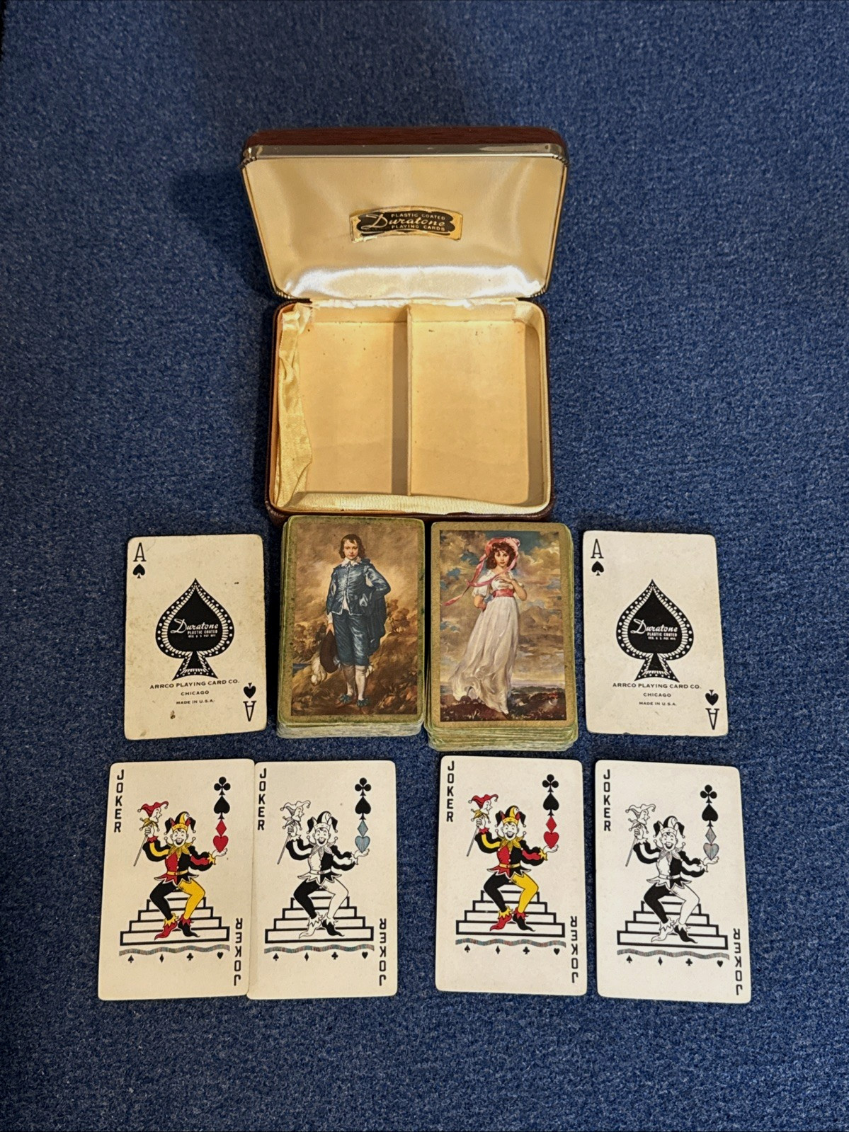 Vintage Arrco Duratone Double Deck Playing Cards w/Case Both Decks 52 x 2 Jokers
