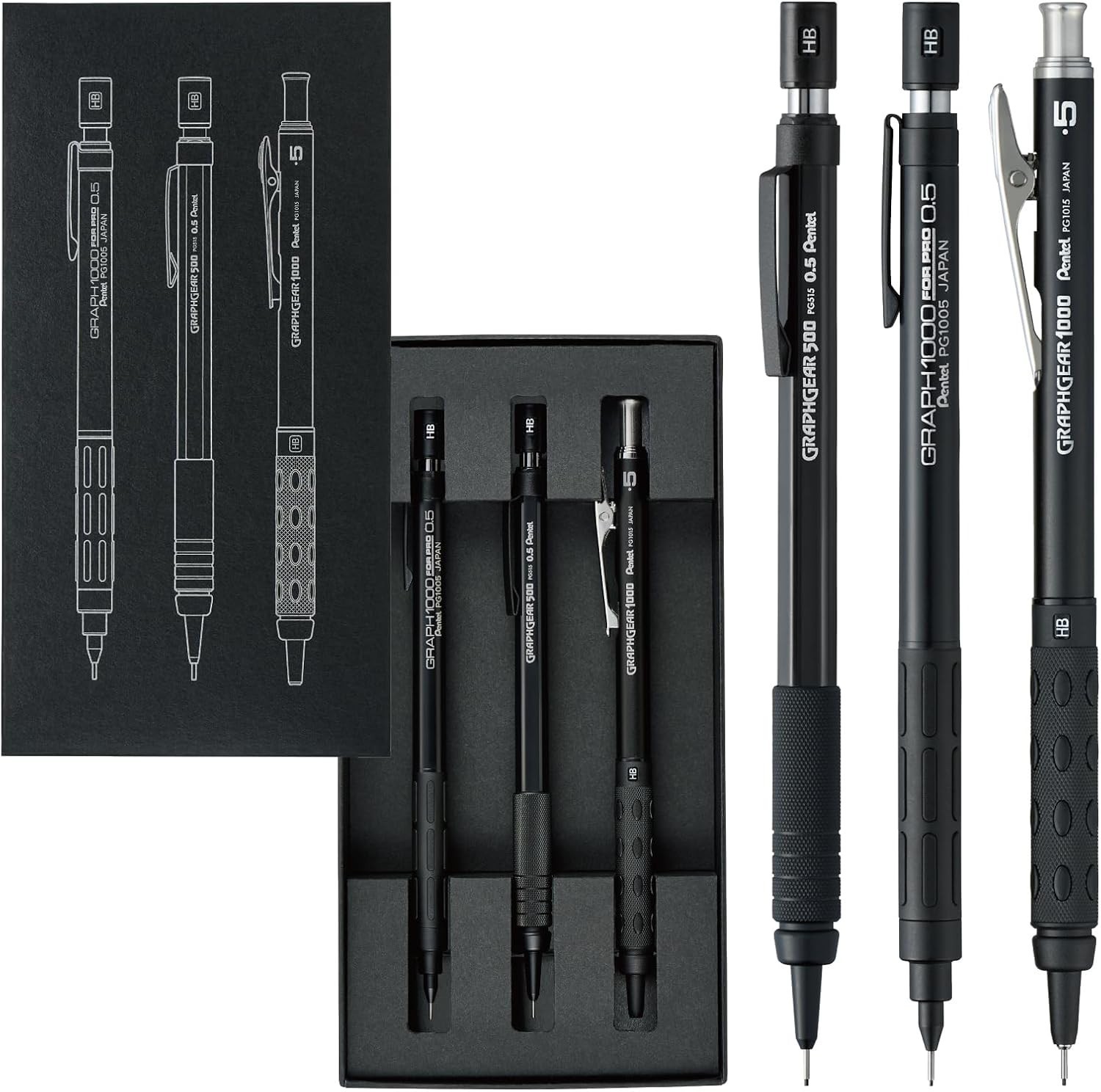 Pentel 60th Anniversary Limited Edition Black Graph1000 / GraphGear  Set