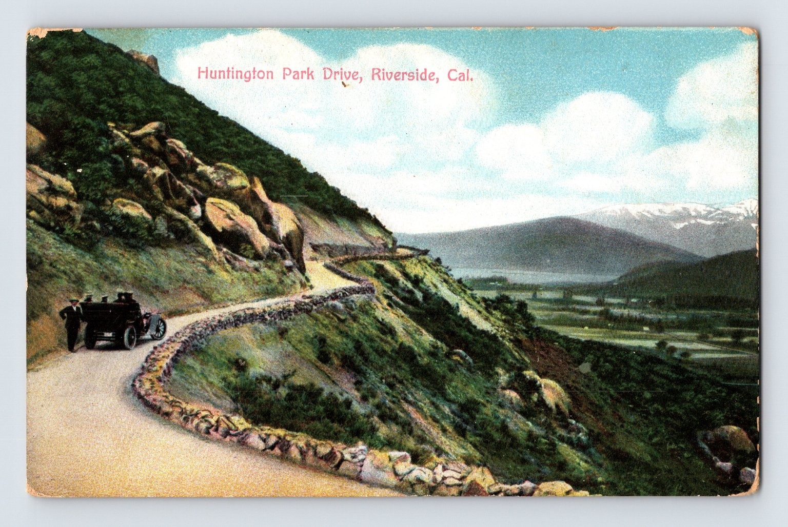 Vintage Huntington Park Drive Riverside California Postcard 1910 Posted Divided Vintage Huntington Park Drive Riverside California Postcard 1910 Posted Divided