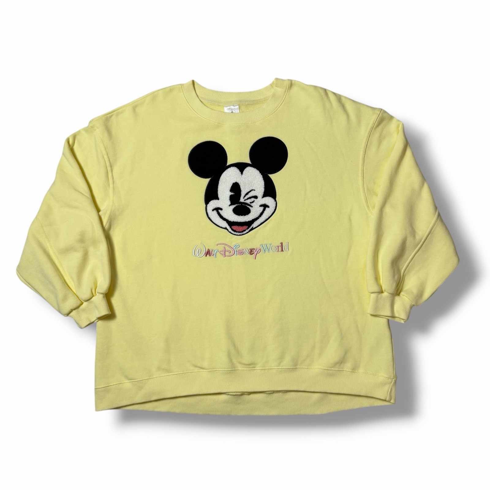 Disney Parks 2025 Walt Disney World Womens L Winking Mickey Butter Yellow NWOT