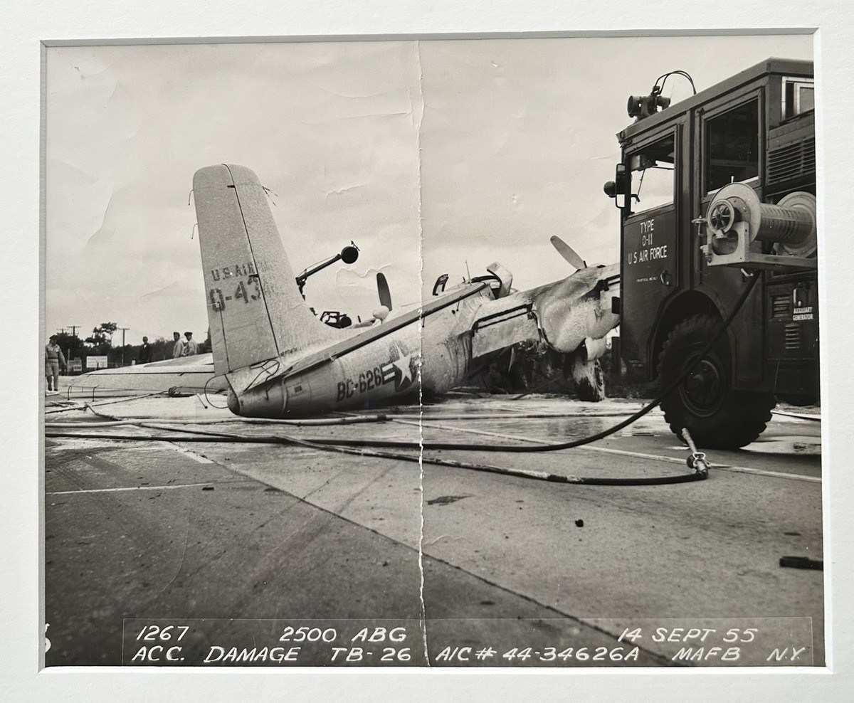 1955 USAF A-26/B-26 Invader Crash Original Photos Mitchel AFB NY 44-34626
