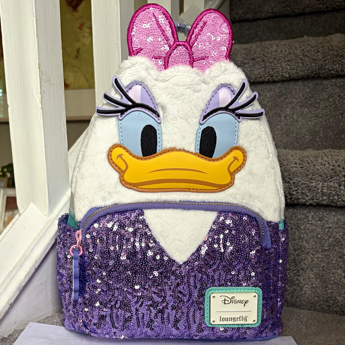 NWT GRAIL Loungefly Daisy Duck 85th Anniversary Sequin Mini Backpack