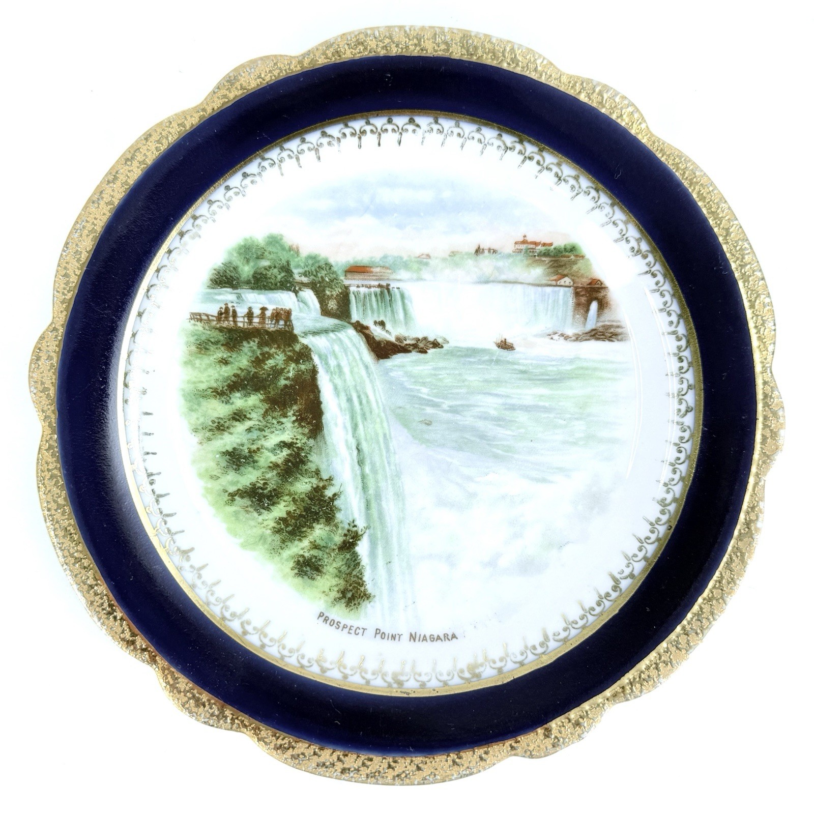Vintage Prospect Point Niagara Falls Plate Cobalt Gold Waterfall Souvenir  7\