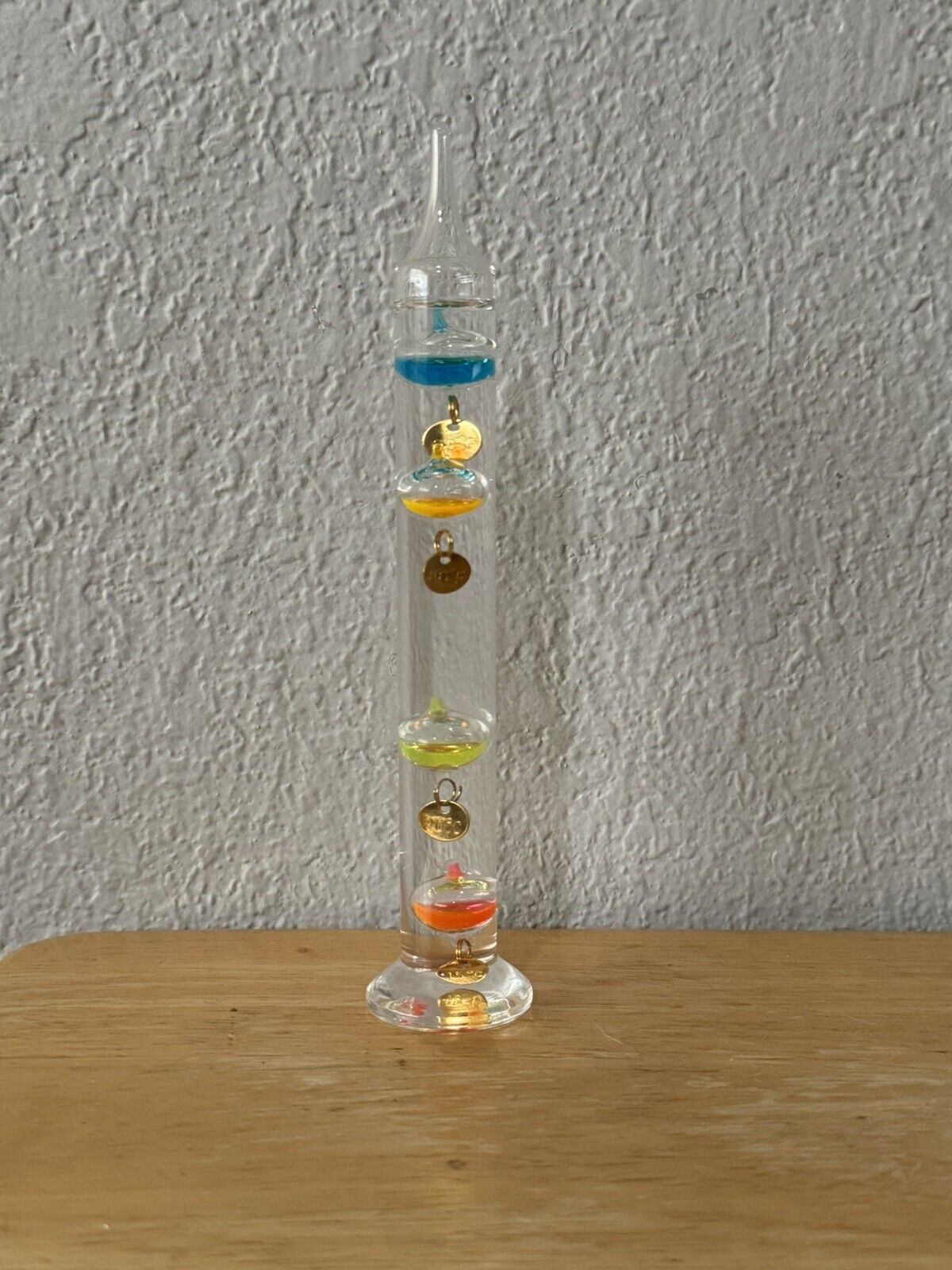 7” Tall Galileo Thermometer - 4 Glass Floating Balls  60F - 90F