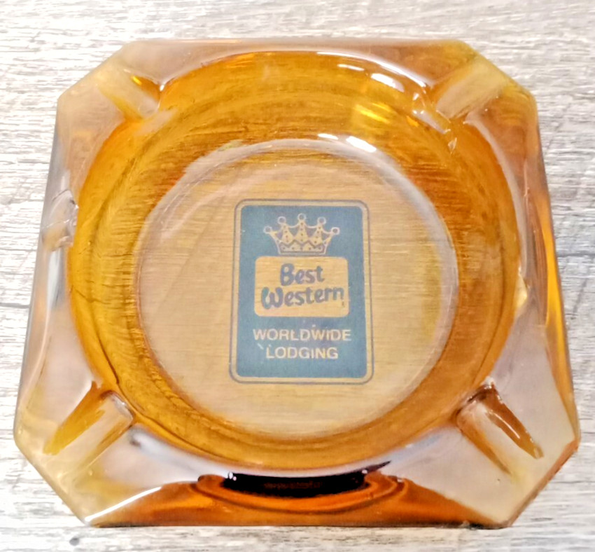 Vintage Best Western Ashtray Worldwide Lodging Logo Amber small chip see photos
