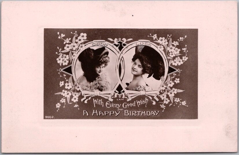 c1900s HAPPY BIRTHDAY Photo RPPC Postcard \