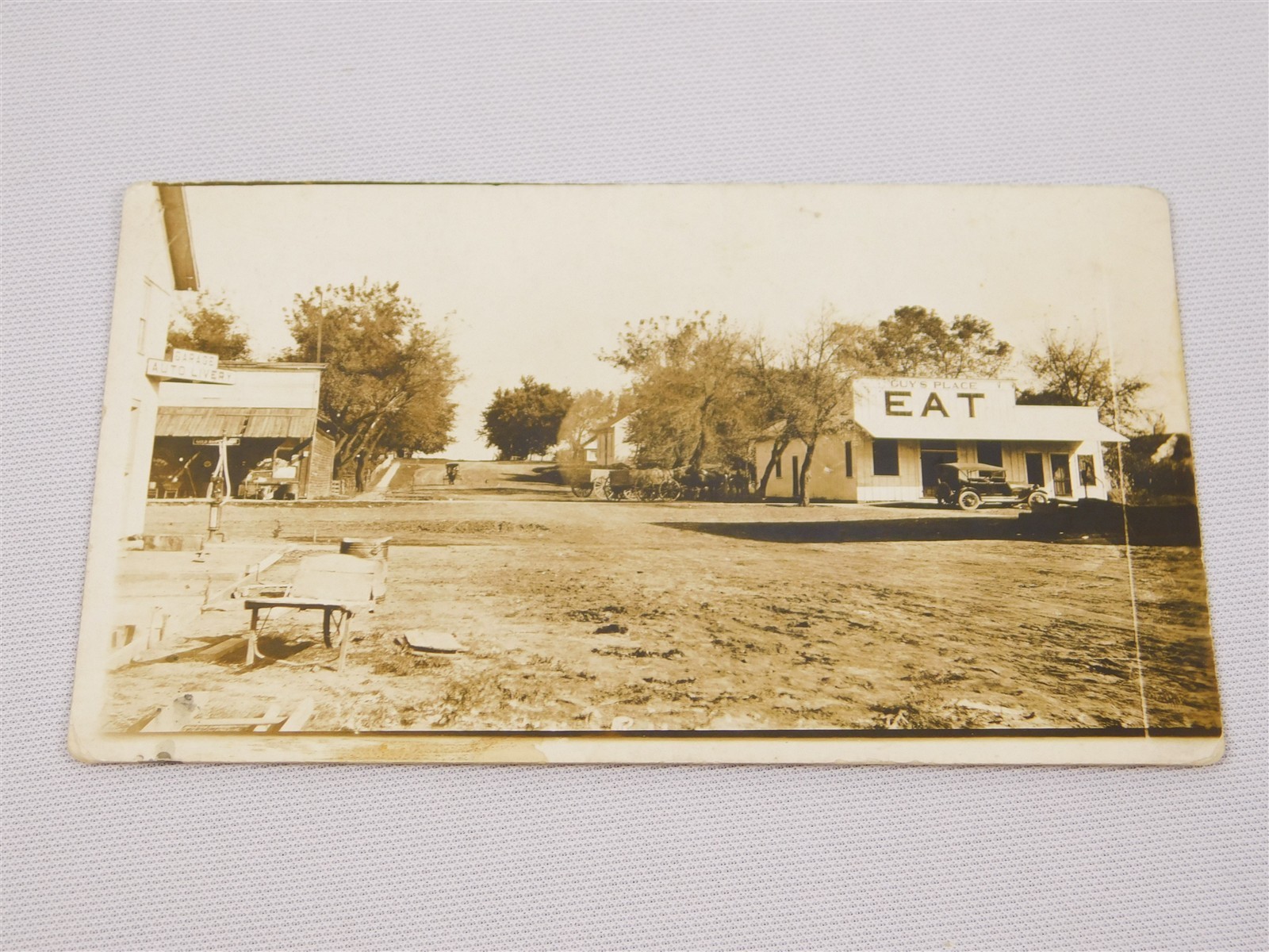 Antique 1910s RPPC Looking North Downtown Swan Creek IL Livery Diner Postcard