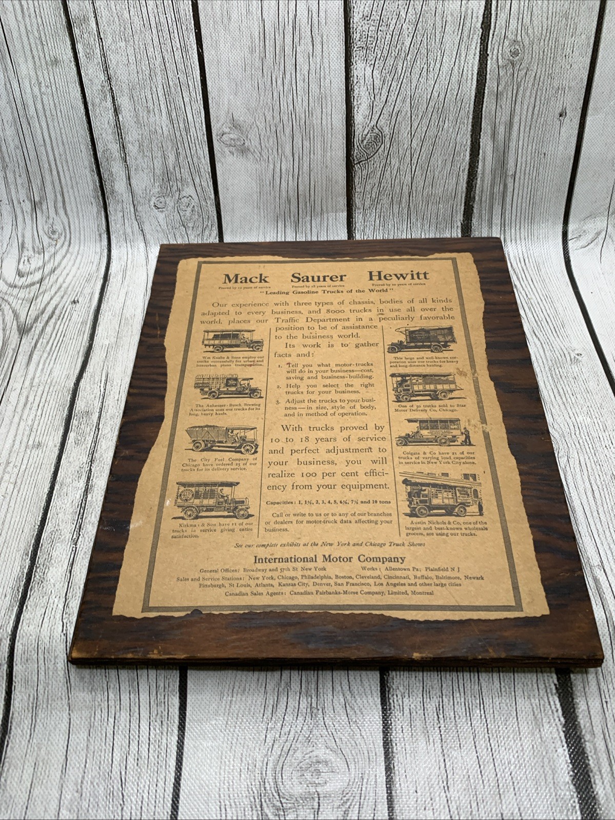 RARE Antique 1912-1913 Mack Saurer Hewitt Gasoline Truck Ad