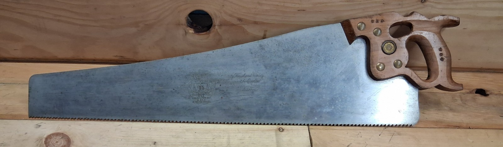 EXCELLENT DISSTON D-8 THUMBHOLE HANDLE 5 PPI RIP SAW 26-1/2\ EXCELLENT DISSTON D-8 THUMBHOLE HANDLE 5 PPI RIP SAW 26-1/2\