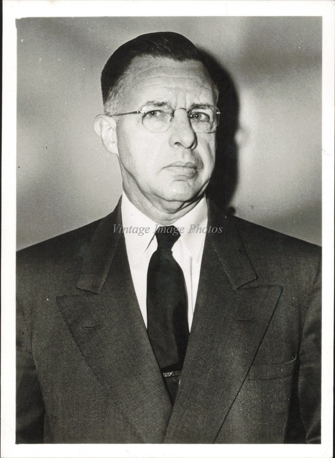 1959 Press Wilson Clark Business Man Suit Tie Glasses Solemn Vintage Image Photo