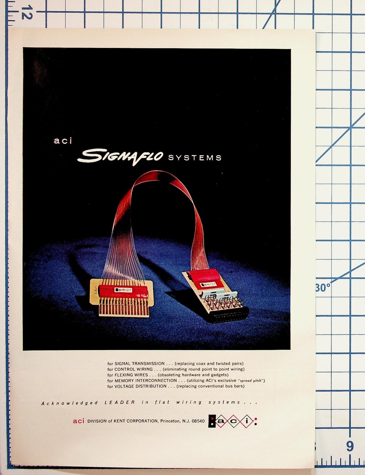 Vintage ACI Signaflo Systems Flat Wiring Ad Princeton NJ Electronics Ephemera Vintage ACI Signaflo Systems Flat Wiring Ad Princeton NJ Electronics Ephemera