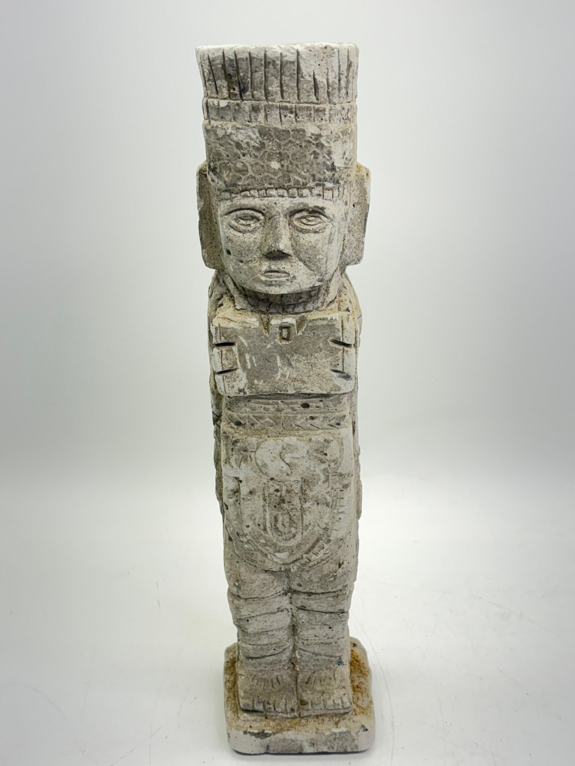 Vintage Mexico Aztec Mayan Style Stone Folk Art Warrior Sculpture Statue 13\ Vintage Mexico Aztec Mayan Style Stone Folk Art Warrior Sculpture Statue 13\