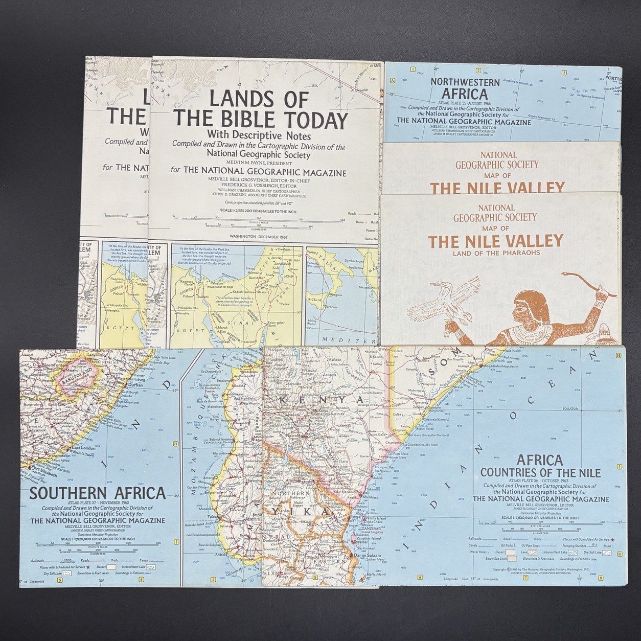 National Geographic Africa Middle East Maps Lot Nile Bible Holy Land Vintage (M)