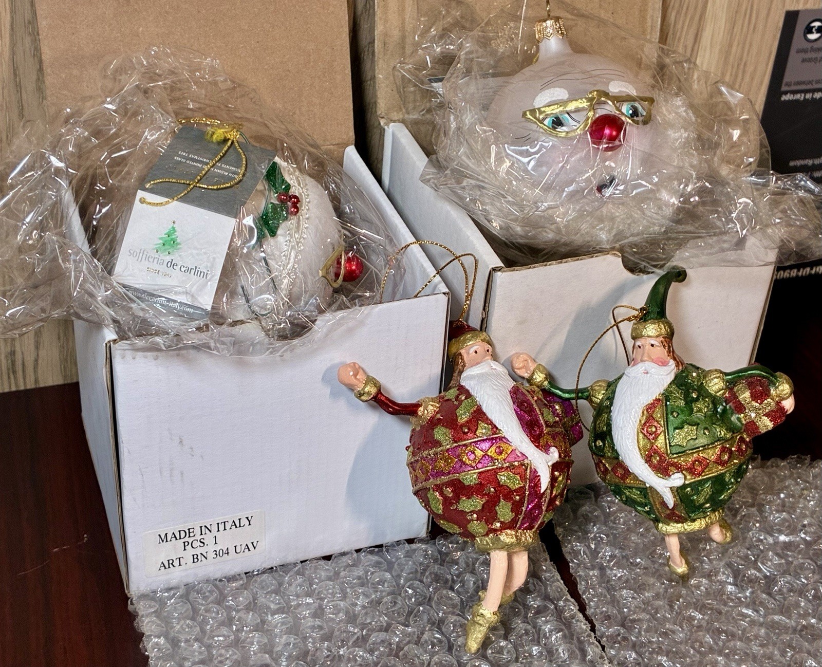 Italian Hand Blown Glass Christmas Ornaments Soffieria De Carlini Lot