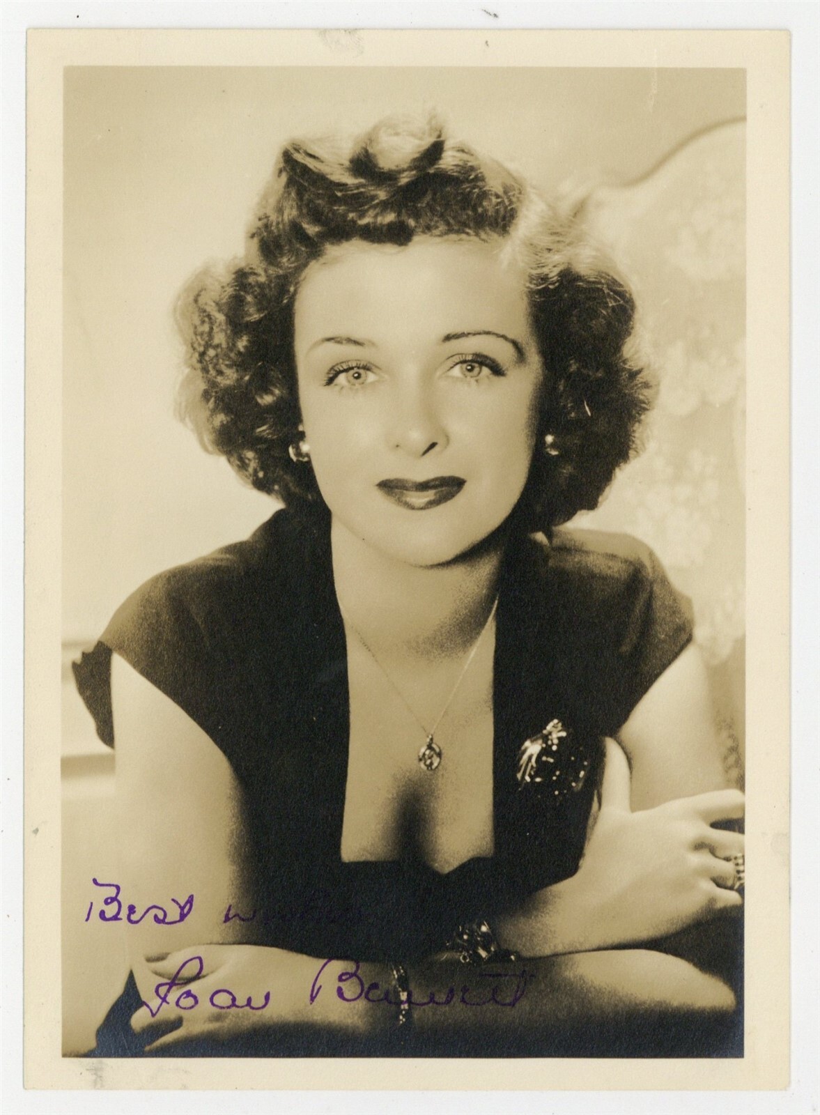 Joan Bennett 1936 Signed 5x7 Horror Actress Film Noir Femme Fatale Portrait 