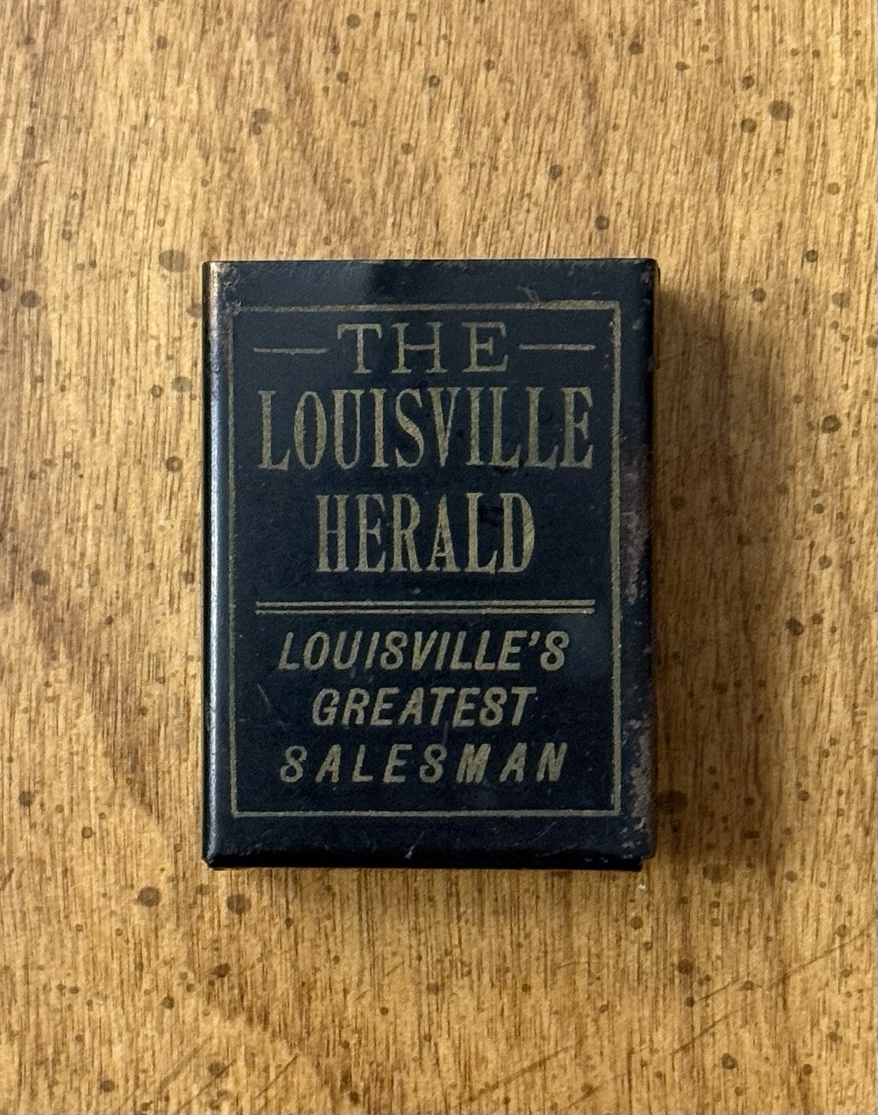 EARLY Louisville Herald Newspaper Matchbox Holder Louisville’s Greatest Salesman