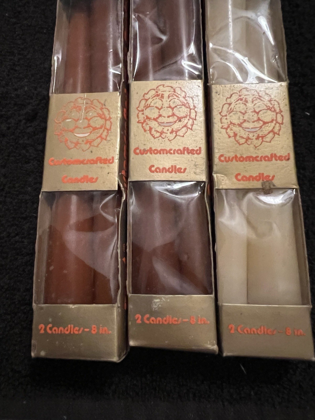 Suni Sun Tapers Vintage Box Of 2 X3 Mid century 8” Candles Unused 2 Colors