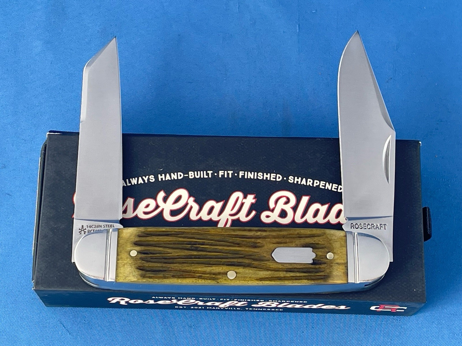 Rosecraft RCT012-VJB Briarpatch Jack Knife Vintage Green Jigged Bone 14C28N