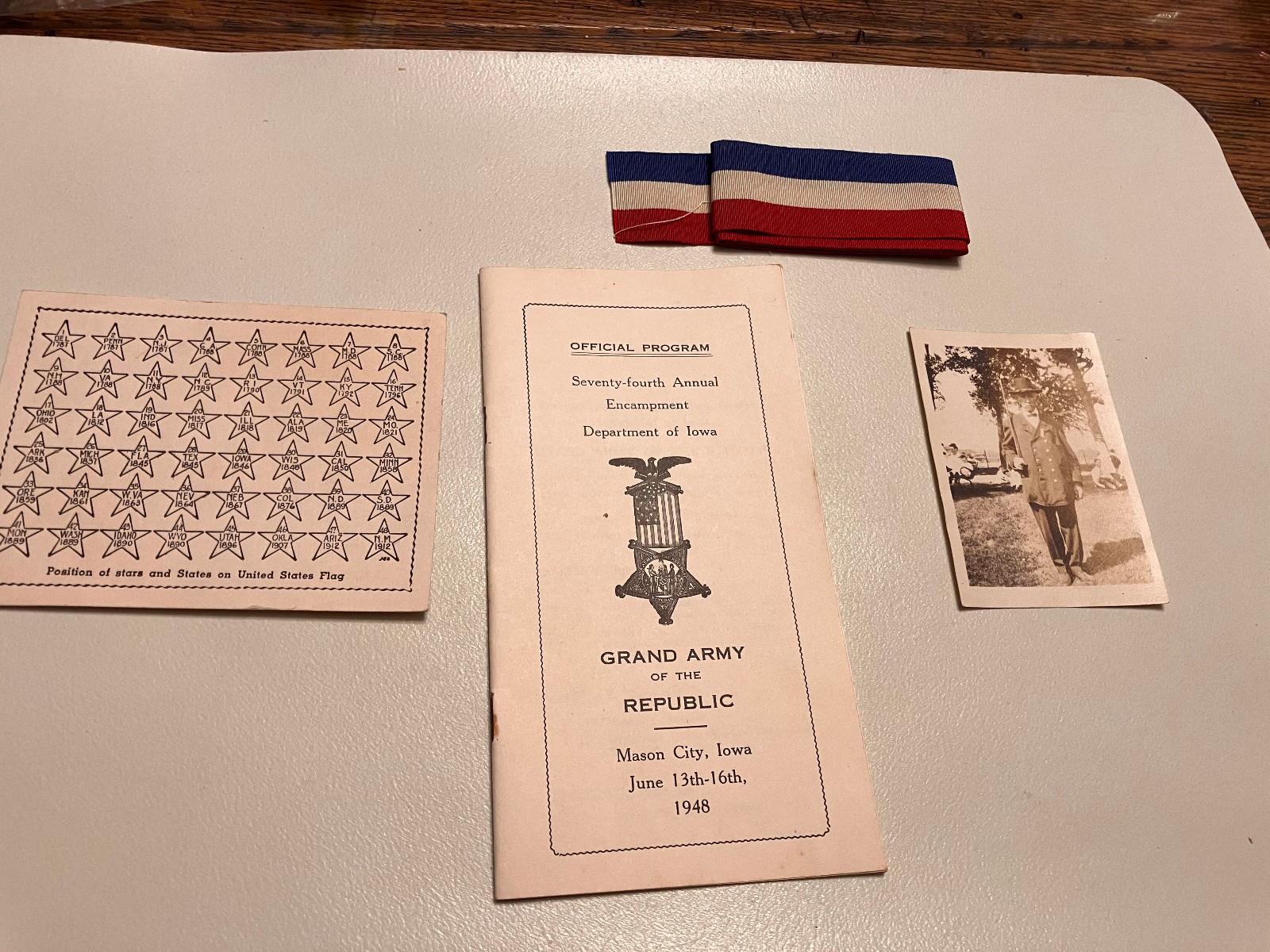 1948 Grand Army Republic GAR Iowa 74th Encampment Civil War Veteran Photo Ribbon