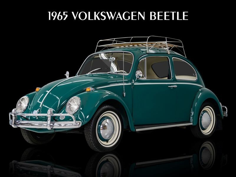 1965 VW Volkswagen Beetle in Green NEW METAL SIGN: 12 x 16