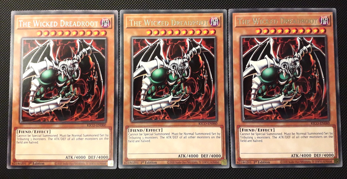 Yu-Gi-Oh 3x The Wicked Dreadroot, KICO-EN060, Rare, 1st Edition, English, NM Yu-Gi-Oh 3x The Wicked Dreadroot, KICO-EN060, Rare, 1st Edition, English, NM