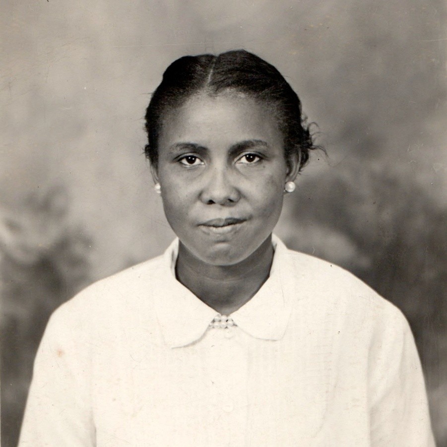 c1950s African American Woman RPPC Studio Portrait Pearl Earrings White Blouse c1950s African American Woman RPPC Studio Portrait Pearl Earrings White Blouse