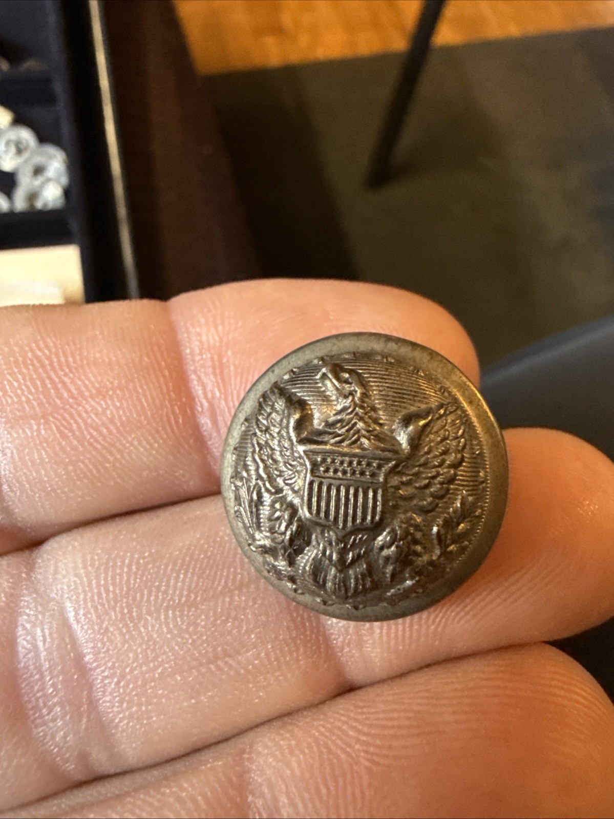 Authentic Civil War US Army General Staff Officer Coat Button Plain Back Non-Dug