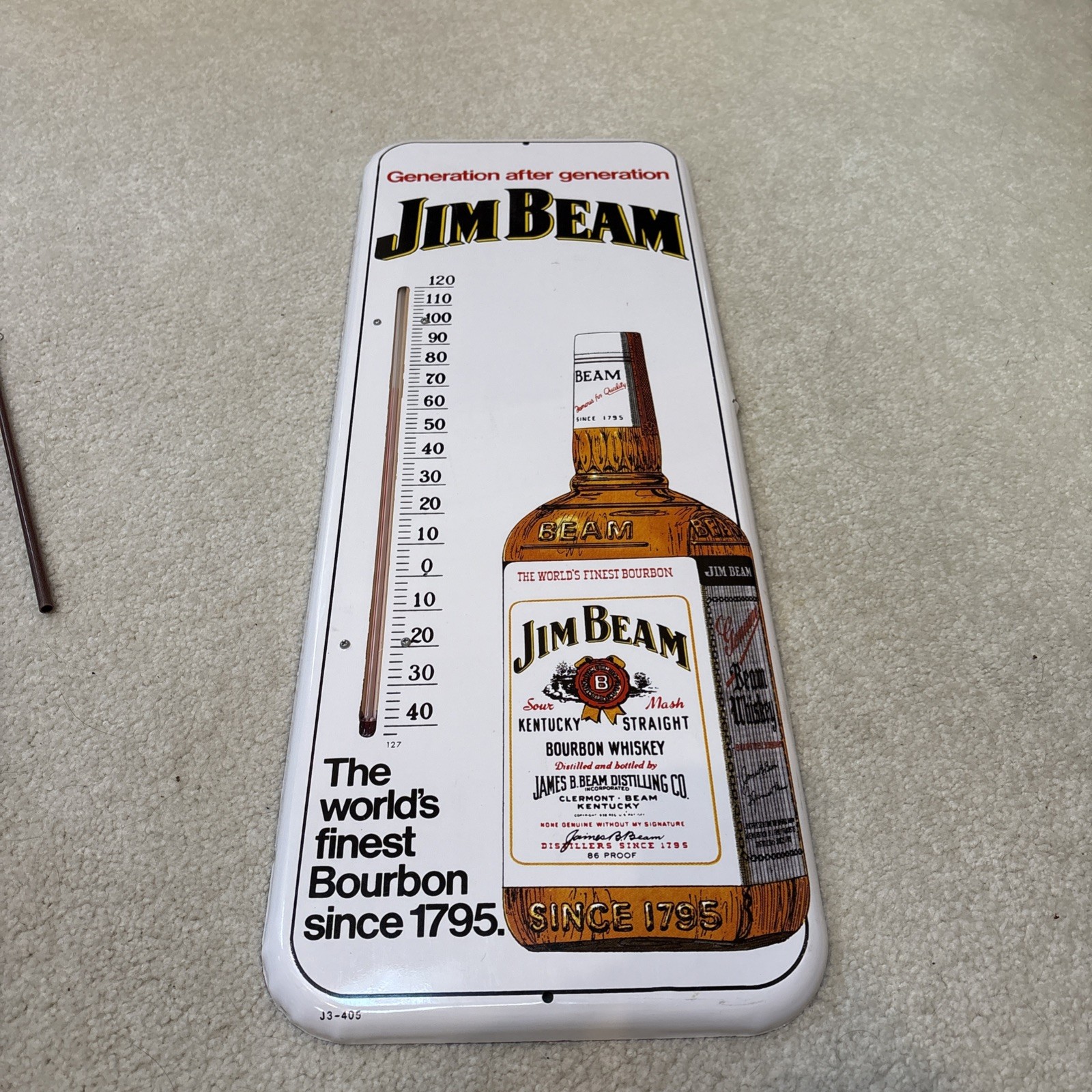 Vintage Jim Beam Whiskey Large Advertising Working Thermometer Metal Sign 