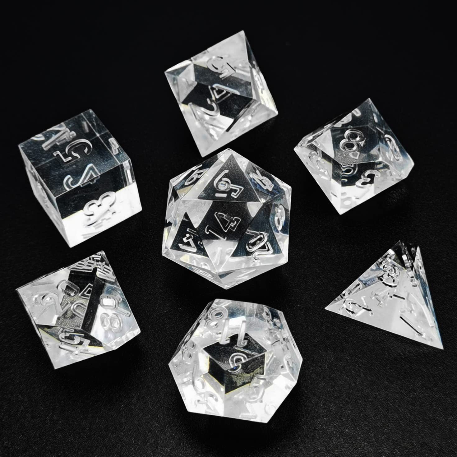Bescon 7-Piece Clear DND Dice Set – Sharp Edge Polyhedral Dice for RPGs Bescon 7-Piece Clear DND Dice Set – Sharp Edge Polyhedral Dice for RPGs