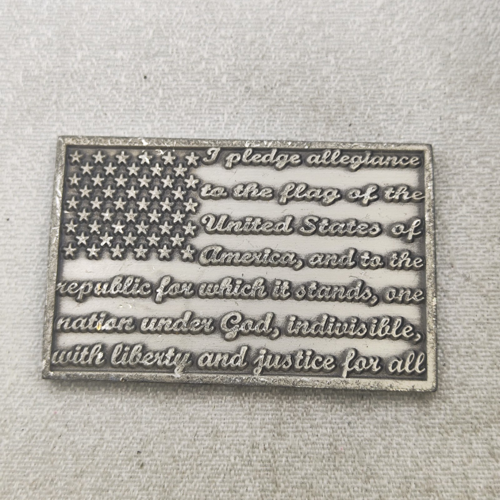 I Pledge Allegiance US Flag Liberty Justice Rectangular Metal Challenge Coin