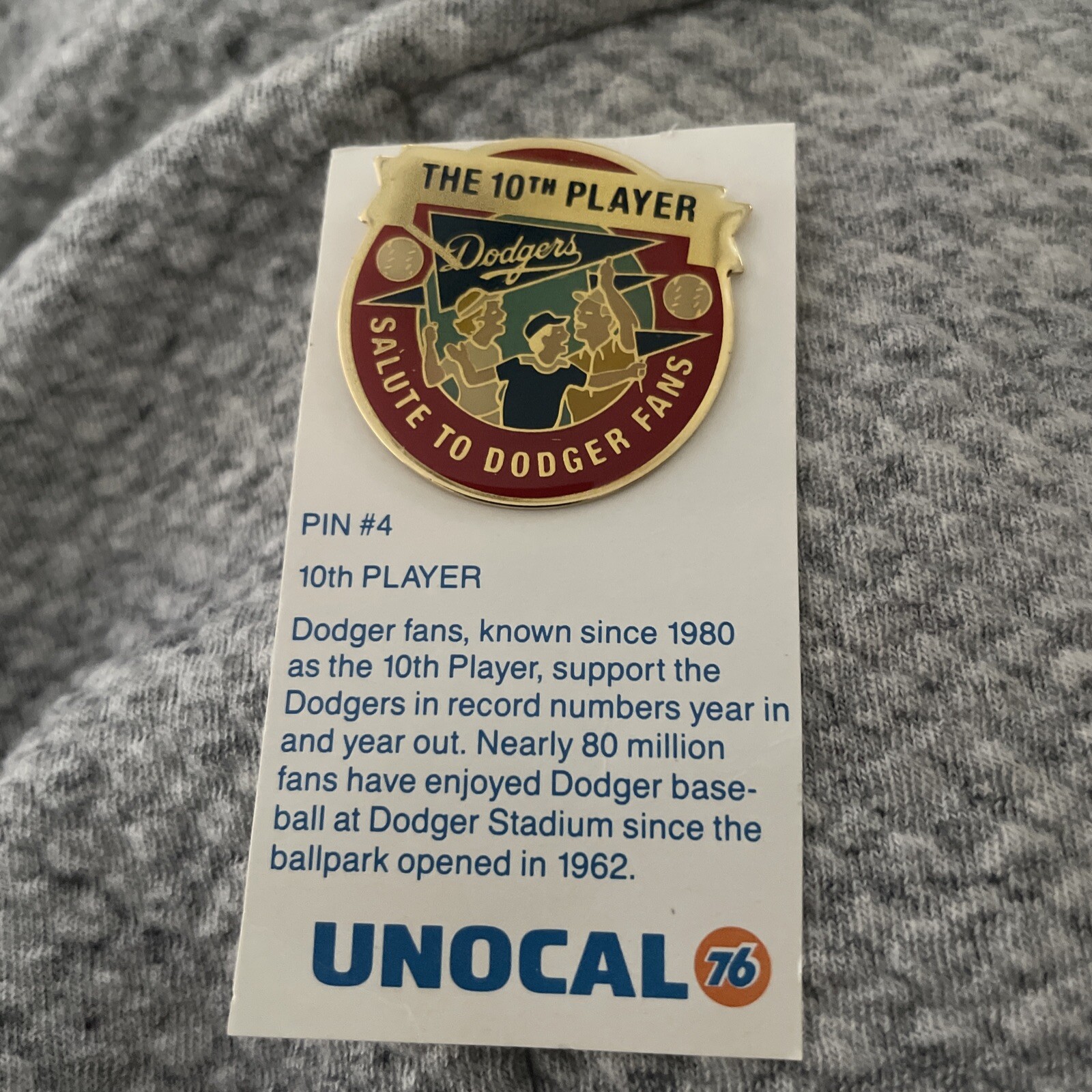 vintage 10th Player LA Dodgers Vintage Lapel Pin #4 new