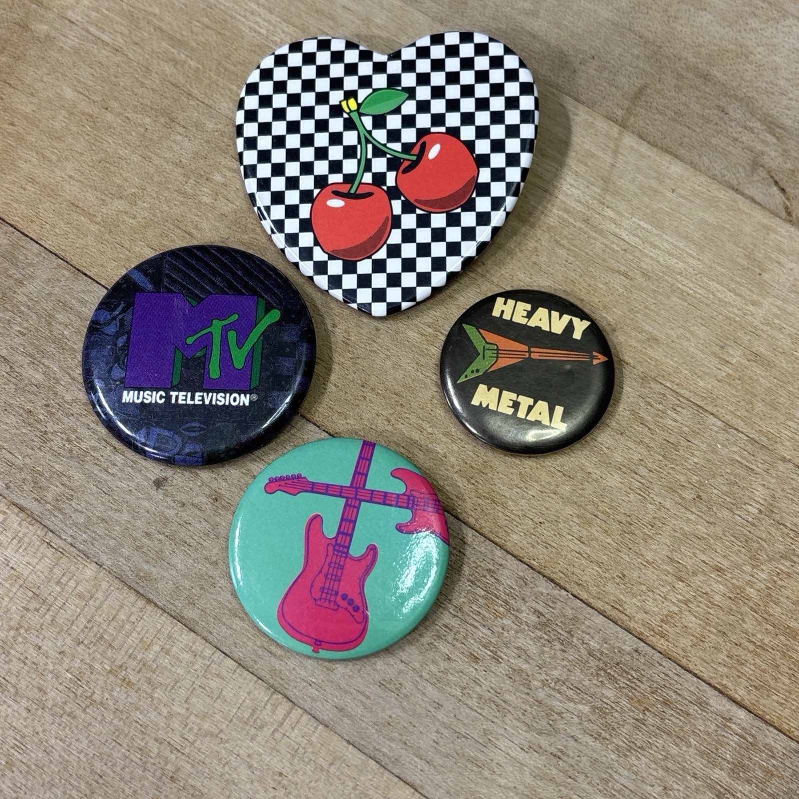 Vintage 1980s MTV Music Television Pinback Buttons Lot of 4 Heavy Metal Retro Vintage 1980s MTV Music Television Pinback Buttons Lot of 4 Heavy Metal Retro