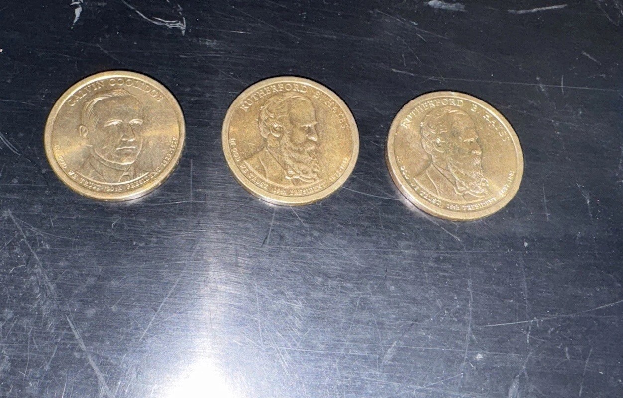 President Gold Lot- Rare 2014 Calvin Coolidge Key Date & 2 Hayes Error Rim Coins President Gold Lot- Rare 2014 Calvin Coolidge Key Date & 2 Hayes Error Rim Coins