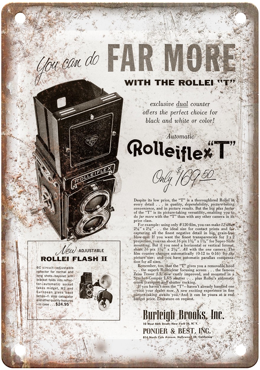 1959 Rollei Vintage Film Camera Advertisement Retro Look Metal Sign C1629 1959 Rollei Vintage Film Camera Advertisement Retro Look Metal Sign C1629