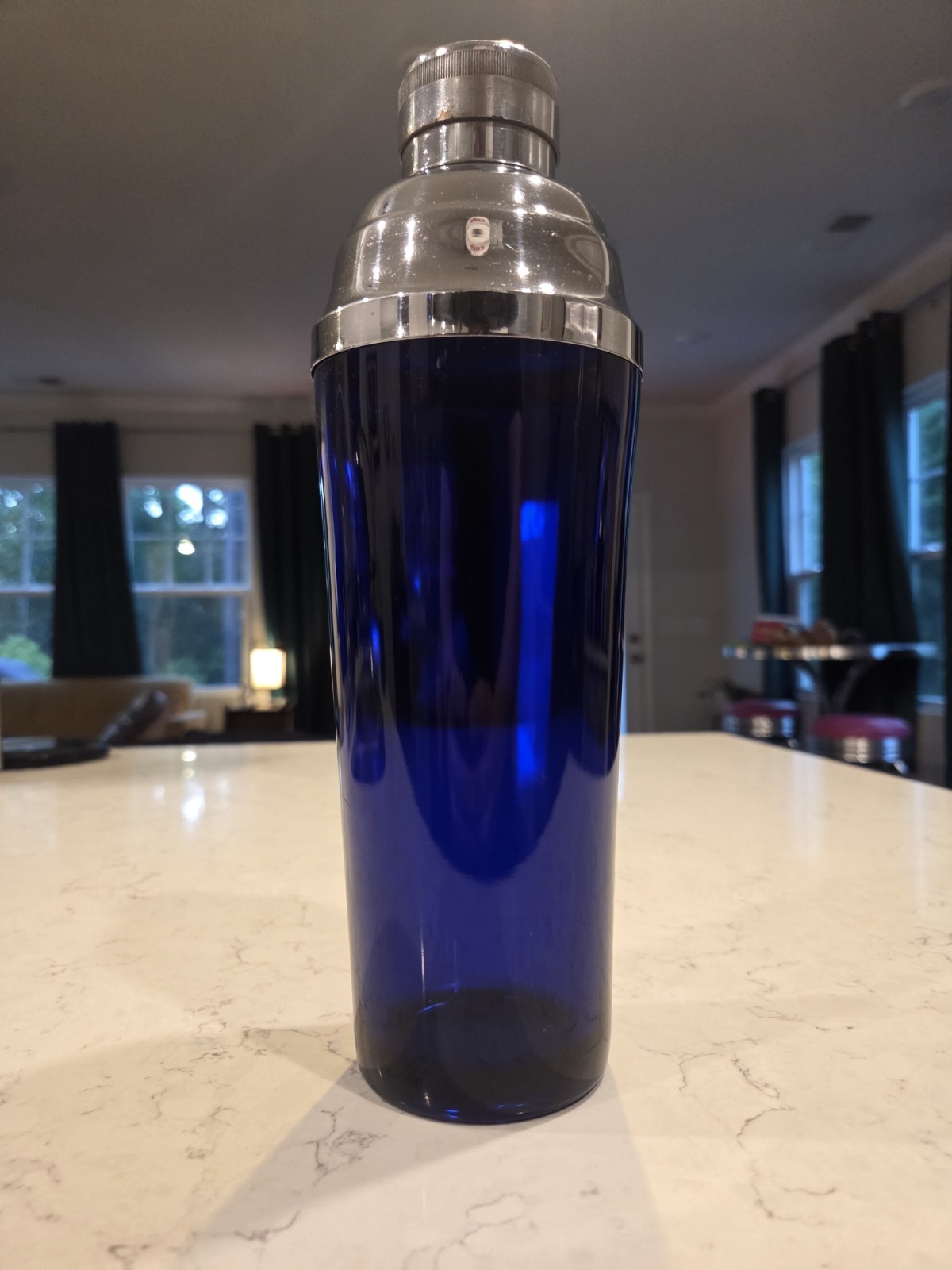 Vintage Large 1930s Art Decco Cobalt Blue Cocktail Bar Drink Shaker - Glass Vintage Large 1930s Art Decco Cobalt Blue Cocktail Bar Drink Shaker - Glass