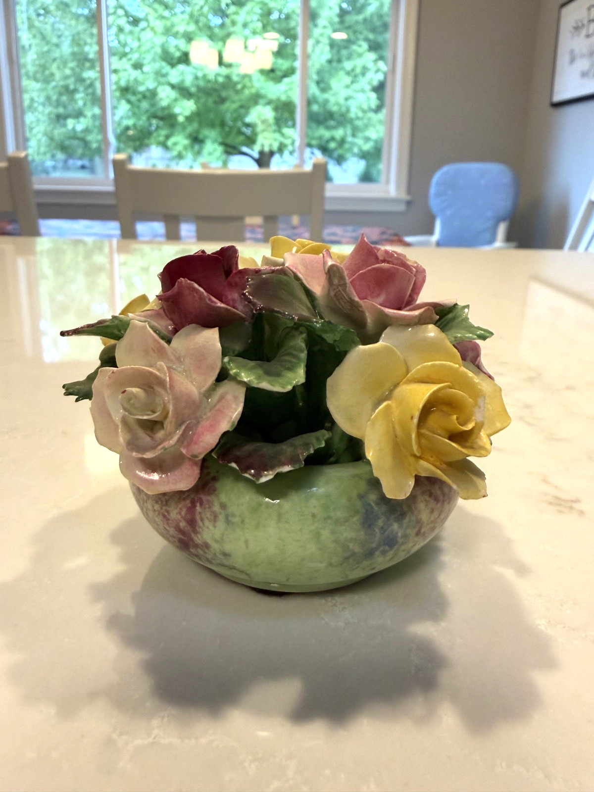 Best Bone Denton China England Flower Bouquet in Basket Floral Porcelain Glossy