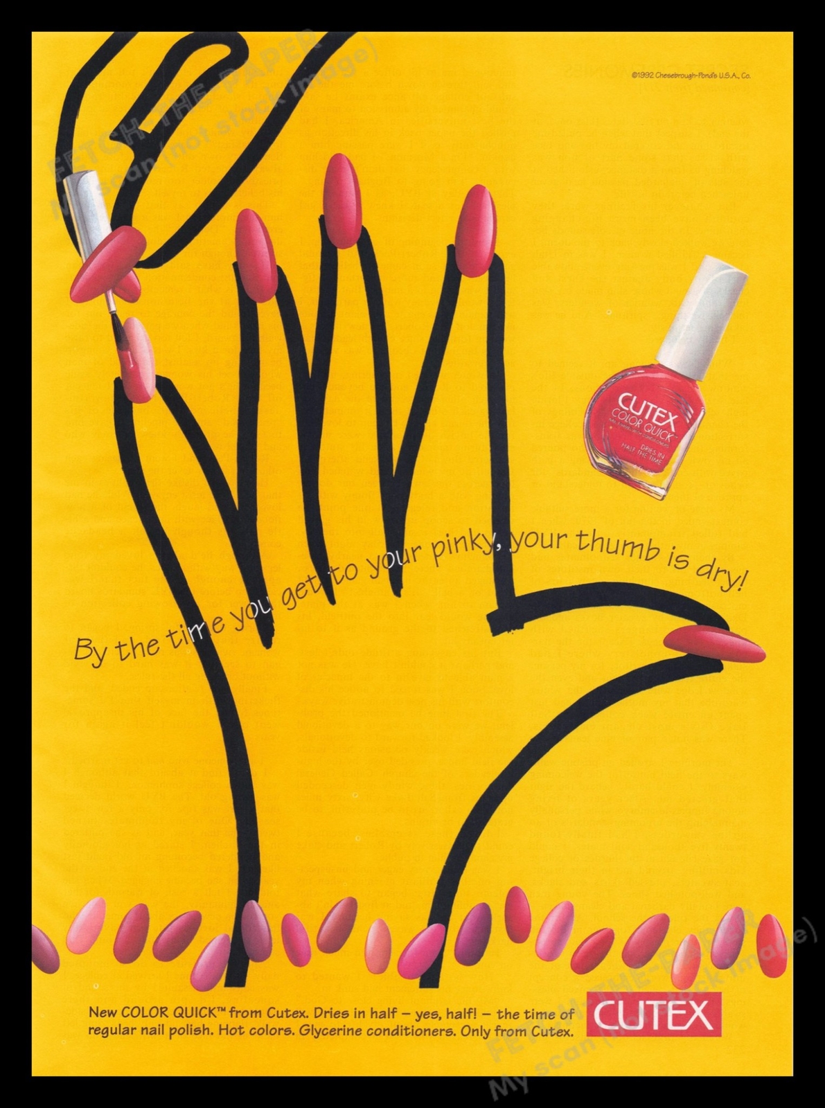 Cutex 1990s Print Advertisement Ad 1993 Nails Color Quick Cosmetics