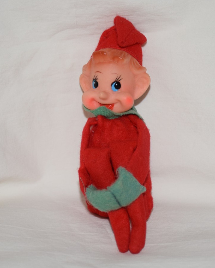 Vtg Red Knee Hugger Christmas Elf Japan 5.5\