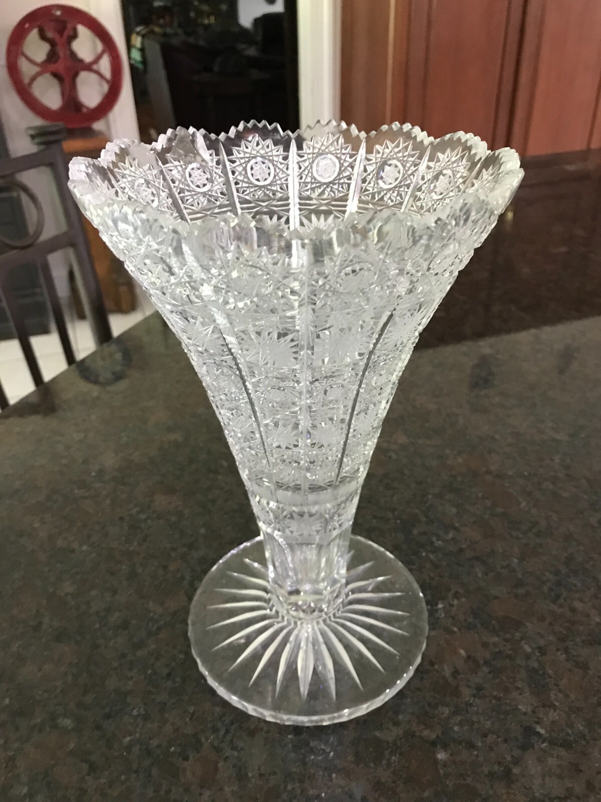 Exceptional Large Antique Cut Glass Vase