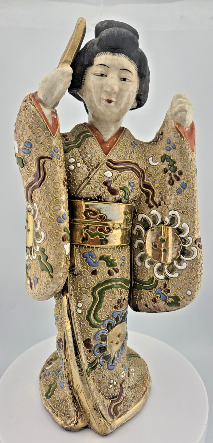 Vintage Japanese Moriage Bijin Geisha Figurine Satsuma Gold Gilt Kimono 10 Vintage Japanese Moriage Bijin Geisha Figurine Satsuma Gold Gilt Kimono 10