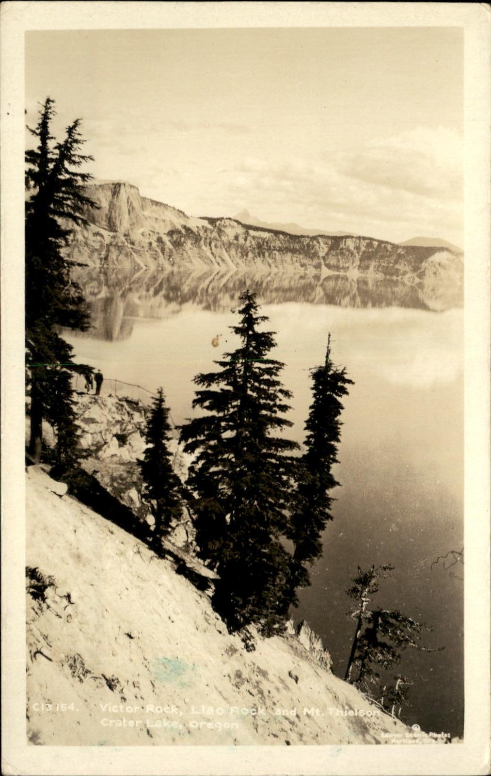 Crater Lake OR Crater Lake View c1900s-20s Real Photo Vintage Postcard