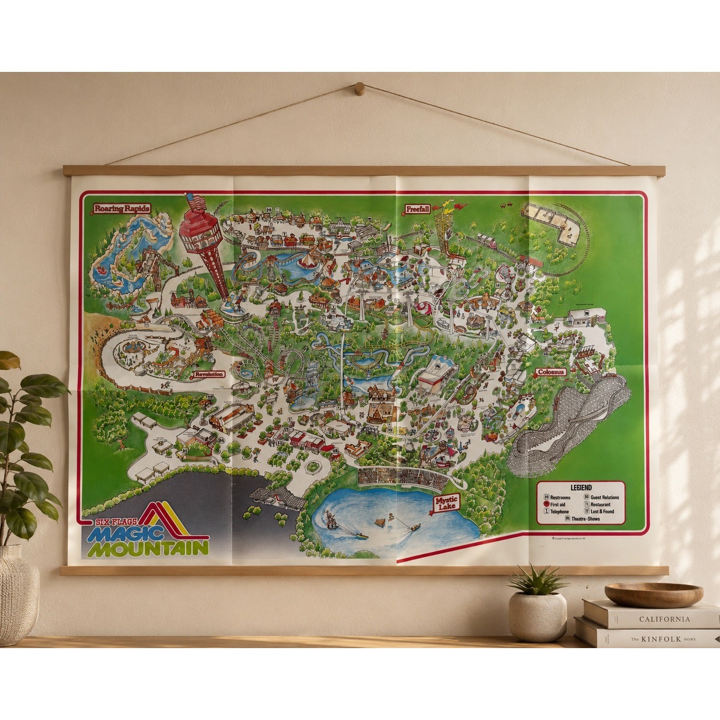 Vintage 1983 Six Flags Magic Mountain Souvenir Map Valencia California Colossus