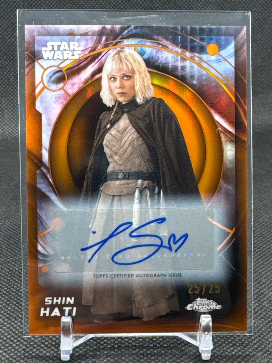 2026 Topps Chrome Star Wars Ivanna Sakhno Shin Hati Auto Orange Refractor 25/25 