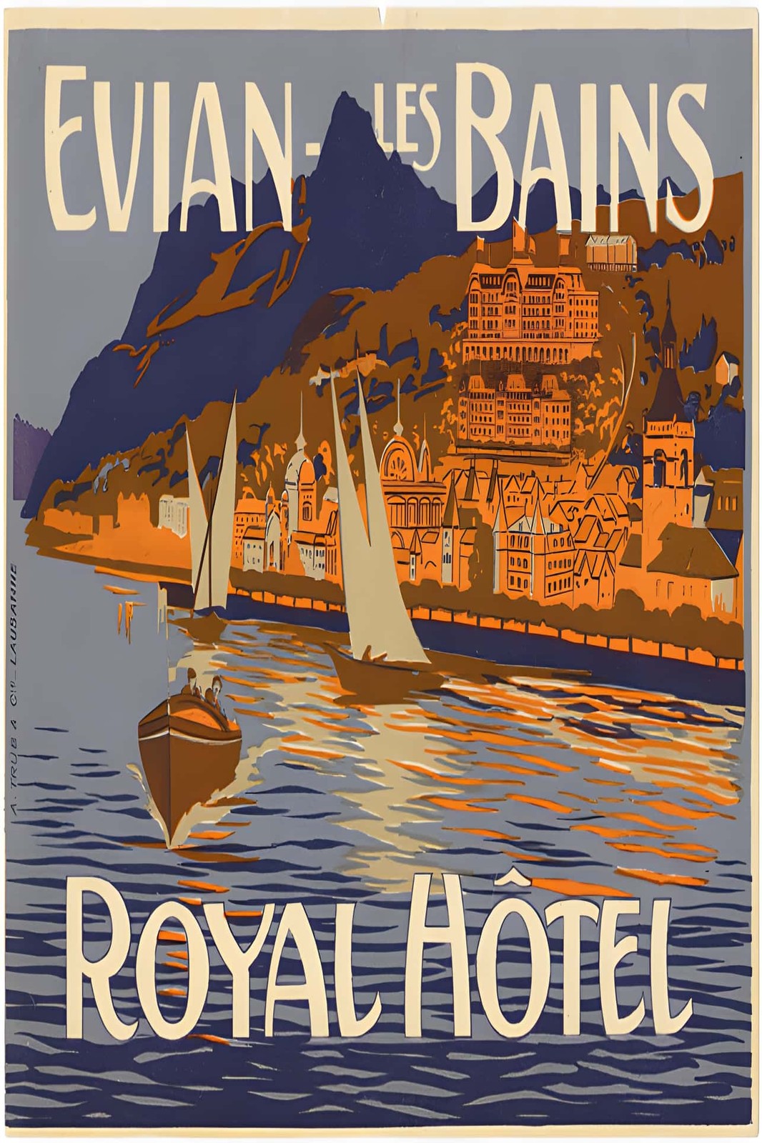 Evian-Les-Bains Hotel Poster 🇫🇷 1930s - 24x36” - Rare Reprint 🤯💯