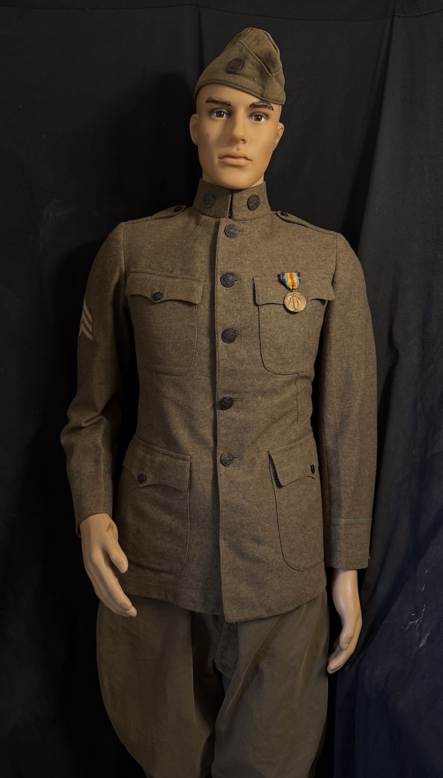 WWI Service Coat • FIELD PROMOTED OFFICER REVERT BACK TO SGT w/Green Mohair Cuff WWI Service Coat • FIELD PROMOTED OFFICER REVERT BACK TO SGT w/Green Mohair Cuff