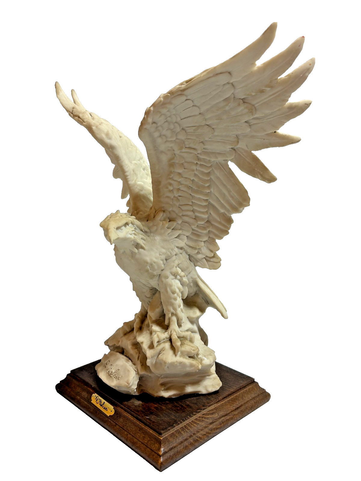 Vintage Auro A Belcari Bald Eagle Sculpture Bird Italy Capodimonte 1985 DEAR