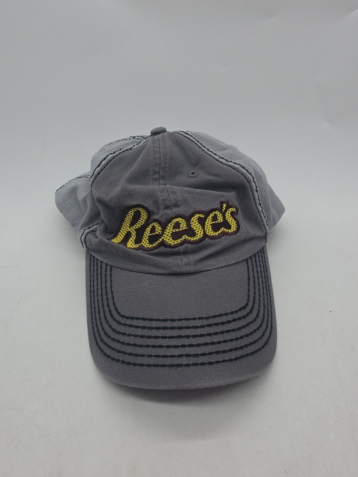 Reese's Peanut Butter Cup Gray Logo Baseball Hat Cap Cotton Strapback Buckle 